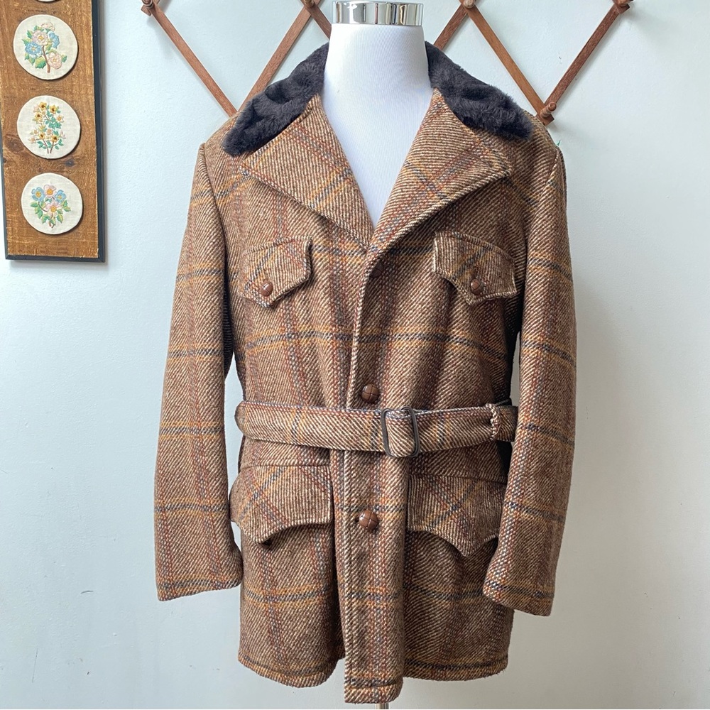 1960s Vintage Tweed Wool Plaid Topcoat